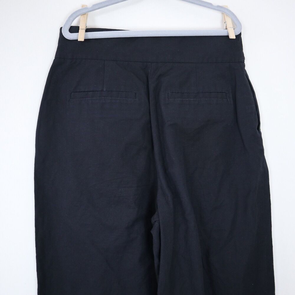 Kate Spade Size 4 Scenic Route Crop Linen Cotton Wide Leg Culotte Pant Black - Picture 8 of 9